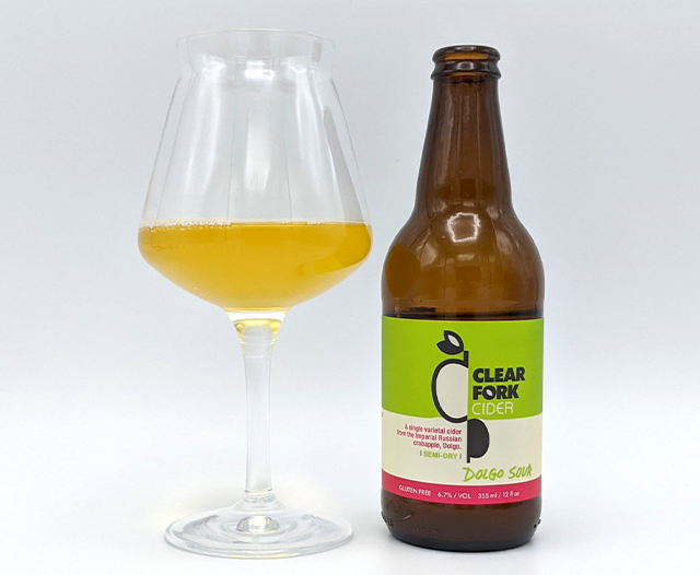 A bottle of Clear Fork brand apple cider
